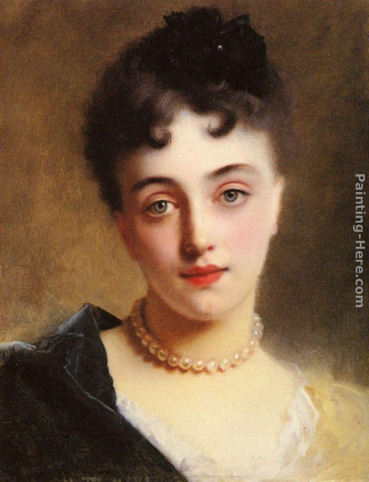 Gustave Jean Jacquet An Elegant Lady with Pearls